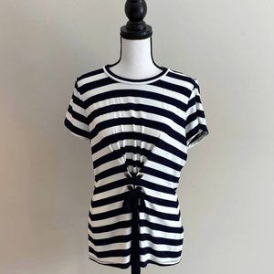 Ivanka Trump Stripe Short Sleeve Corset Tie Front